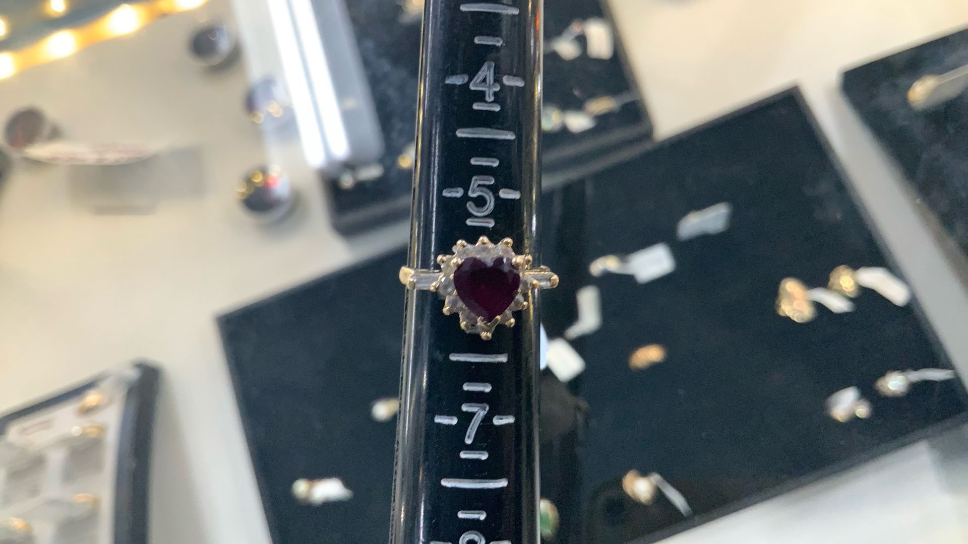 Genuine 14k Yellow Gold Ring With A Heart Shaped Red Jem