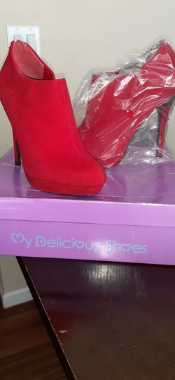Red high heeled boots