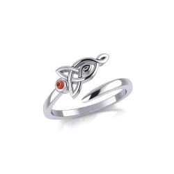 Celtic Motherhood Triquetra Garnet Sterling Silver Ring, size 8