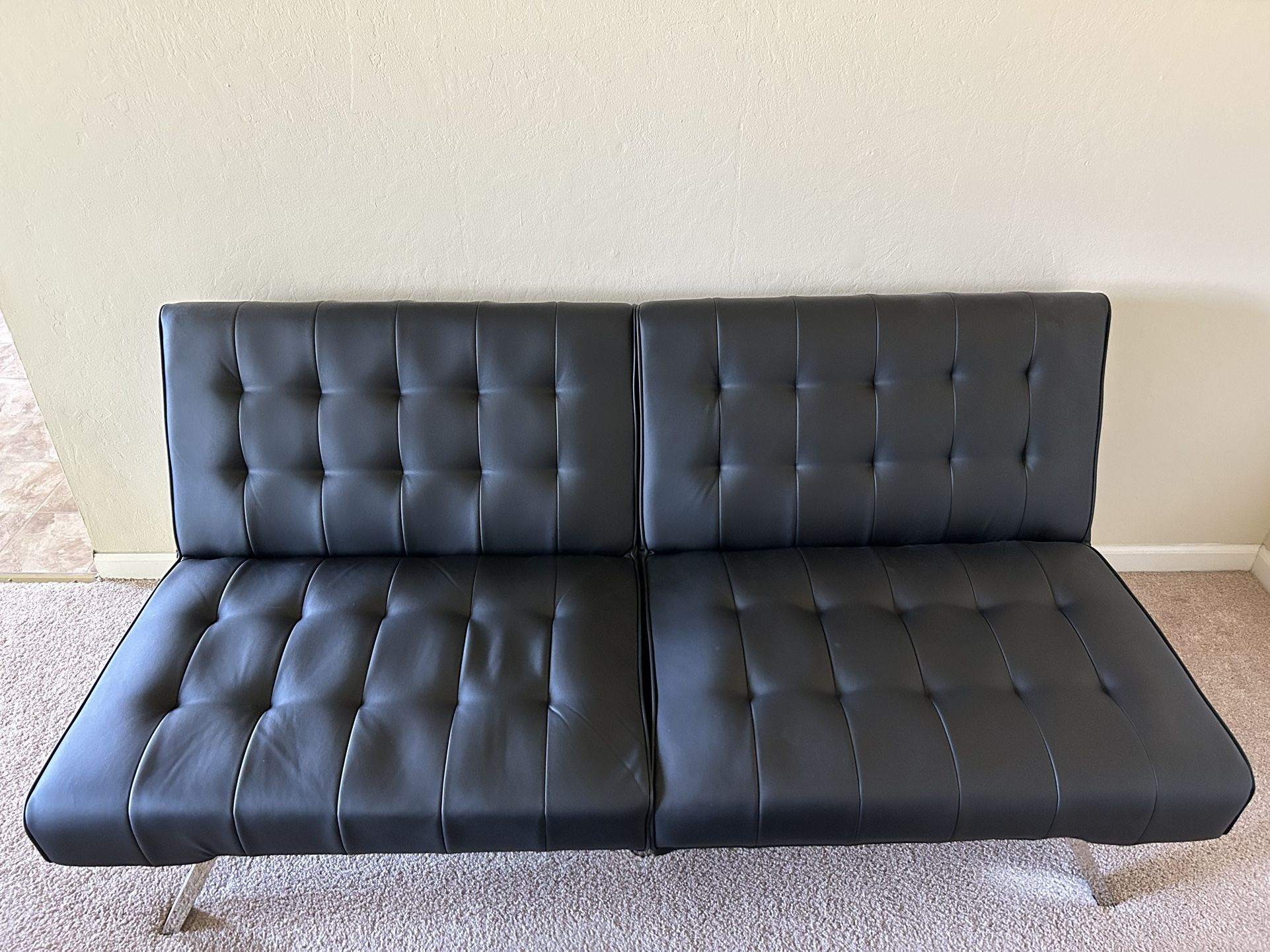 Futon - DHP Emily Futon With Chrome Legs, Black Faux Leather