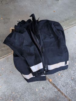 Navy blue Heavy-Duty Work Jacket with Reflective Strips
