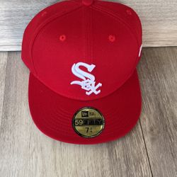 Red , White Soxs MLB New Era Fitted Hat$42