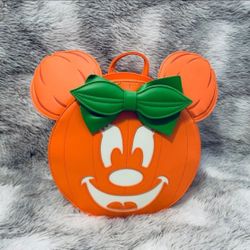 Loungefly Disney Glow Face Minnie Pumpkin Mini Backpack