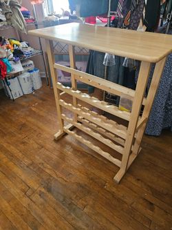 Oak wine rack island