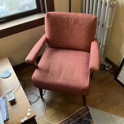 Small comfy red gold chair