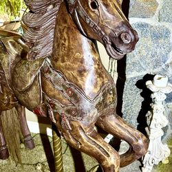 Antique Horse Carousel Decorative Wood