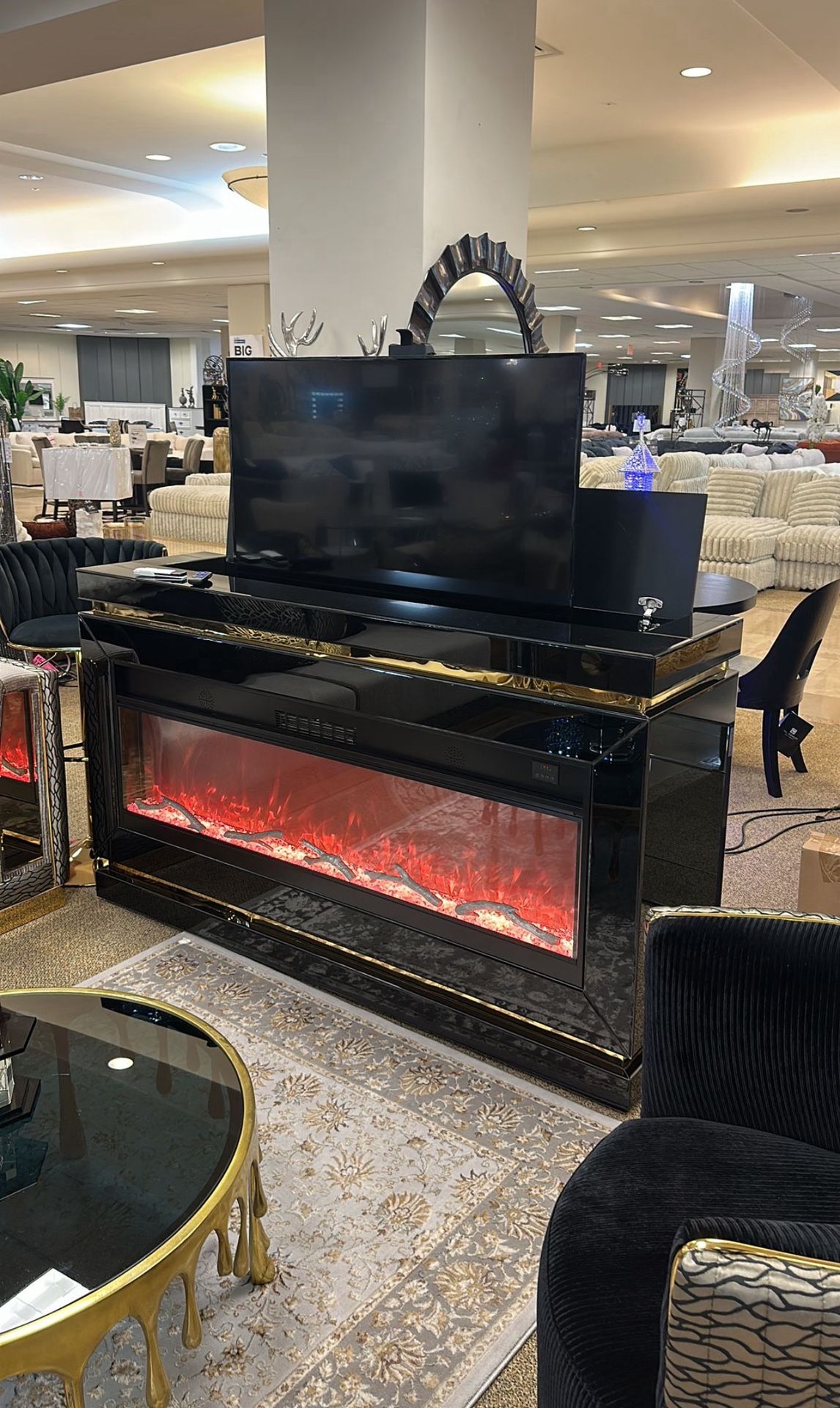 Luna Glam Fireplace W Pop up Tv Stand ( 3 Colors)