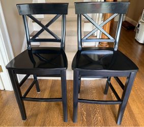 Set of 2 Pottery Barn Aaron Black Wood Counter Stools
