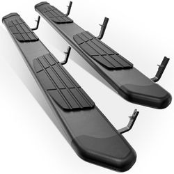 Automotive Bolt-On Running Boards Side Steps, Rugged Alloy Build Anti-Slip Diamond Plate White Aluminum Nerf Bars (85.83 X 9.84 X 6.3 Inches, 500lb Ca