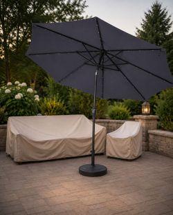 Outdoor Patio 9-Foot Table Adjustable Umbrella w/ Solar LED Lights
*New - Same-Day Delivery*