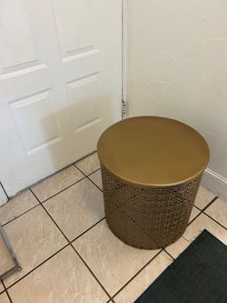 Gold Metal Cutout Drum Side Table