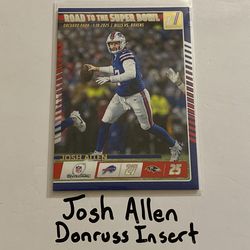 Josh Allen Buffalo Bills All-Pro QB Donruss Short Print Insert Card.