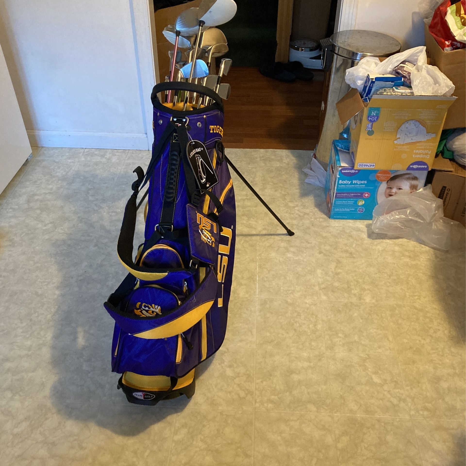 Apex Edge Pro Ben Hogan Golf Club Set 3,4,5,6,7,8, 9,E & LSU Tigers Cart Bag & Callaway, Taylormade, Krank, Mizuno clubs