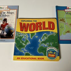 Children's nonfiction map books bundle of 3 