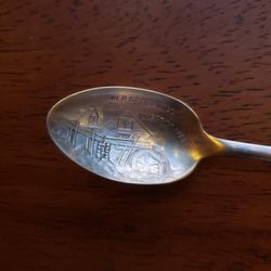 Vintage 4-3/8" Old Crist Mill Silver Plate Etched Engraved Spoon Souvenir Coffee