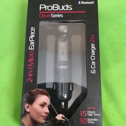 PROBUDS DRIVE 2 IN 1 MICRO EARPIECE & CAR CHARGER 2.1A WIRELESS BLUETOOTH 