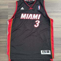 Adidas Dwayne Wade #3 Miami Heat Stitched Black NBA Jersey Men’s Size Large +2