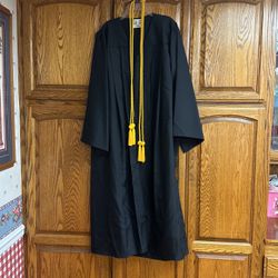 Graduation Gown (black) And Gold Honors Cord