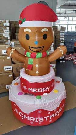 Christmas Inflatable Gingerbread Man on Cake New