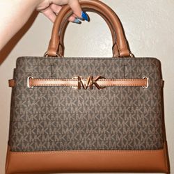 Michael Kors Reed Large Leather Belted Satchel 