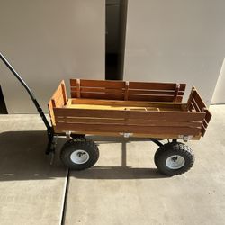 Custom Pull Wagon With Inflatable Tires And 4 Removable Wooden Sides 