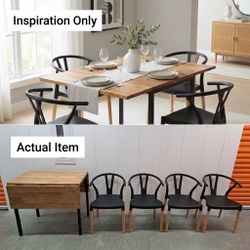 West Elm Drop Leaf Dining Table + 4 Mid-Century Modern Stacking Chairs