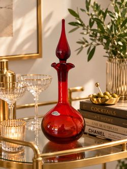 *RARE* Blenko Red Amber Decanter Hand Blown Mid Century Modern Art Glass