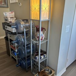 Gray Shelved Light With Wine Rack