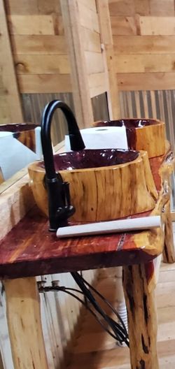 Sinks and bathroom  rustic Wood and More material  wood