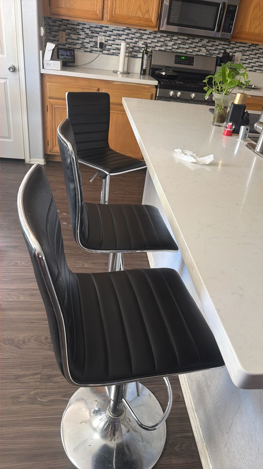 3 Leather Bar Chairs