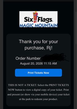 Six Flags ticket