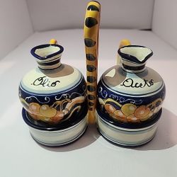 vintage Italian ceramic oil and vinegar cruet set