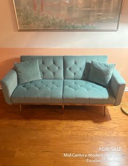 Teal Mid-century loveseat