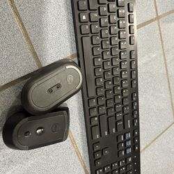 Dell keyboard and 2 mouse