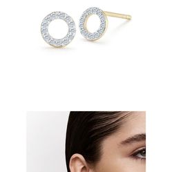 Mateo New York 14kt Yellow Gold Mini Diamond Circle Studs