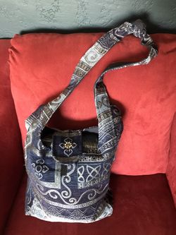 Long Hippie Hobo Sling Shoulder Crossbody Bag, Bohemian Hippie Bag