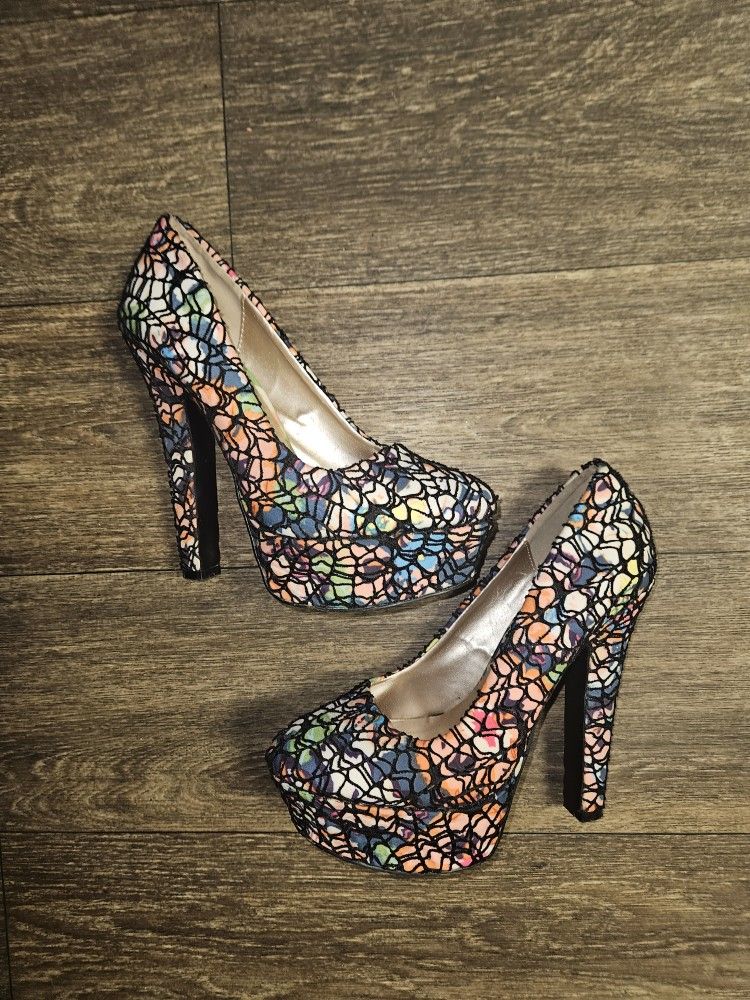 Shi By Journeys Platform Pumps Heels Size 8