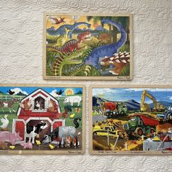 3 Melissa & Doug Wooden Jigsaw Puzzles 