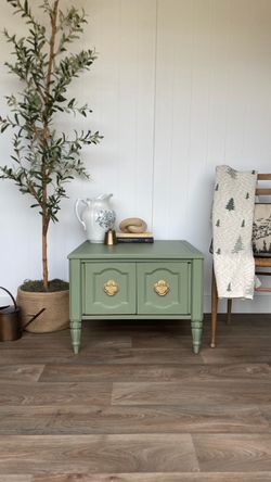 Vintage sage green end table side table