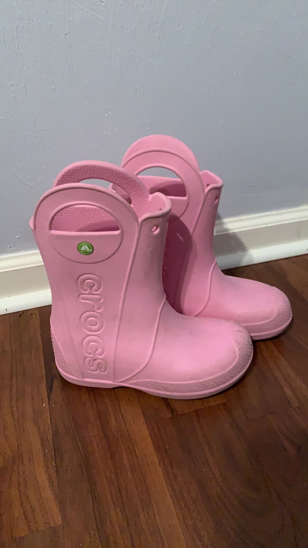 Pink Crocs Handle It Round Toe Synthetic Rain Boots Size 2