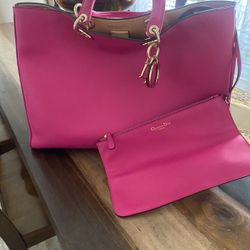 Original CHRISTIAN DIOR Smooth Calfskin Medium Diorissimo Tote Fuchsia