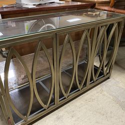 Geometric Glass Top Console Table