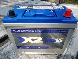 X2 Power Dual Purpose / Deep Cycle AGM Car Truck Battery Perfect Condition 1yr Warranty 