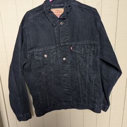 Vintage Levi's 70(contact info removed) Men's Black Denim Jacket Size Large_MADE IN USA.