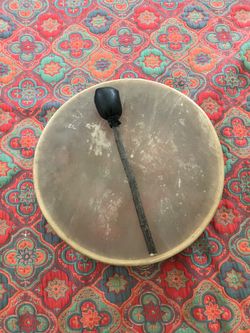 Buffalo Hide Round Drum Handmade 14” With Drum Beater Brand New 