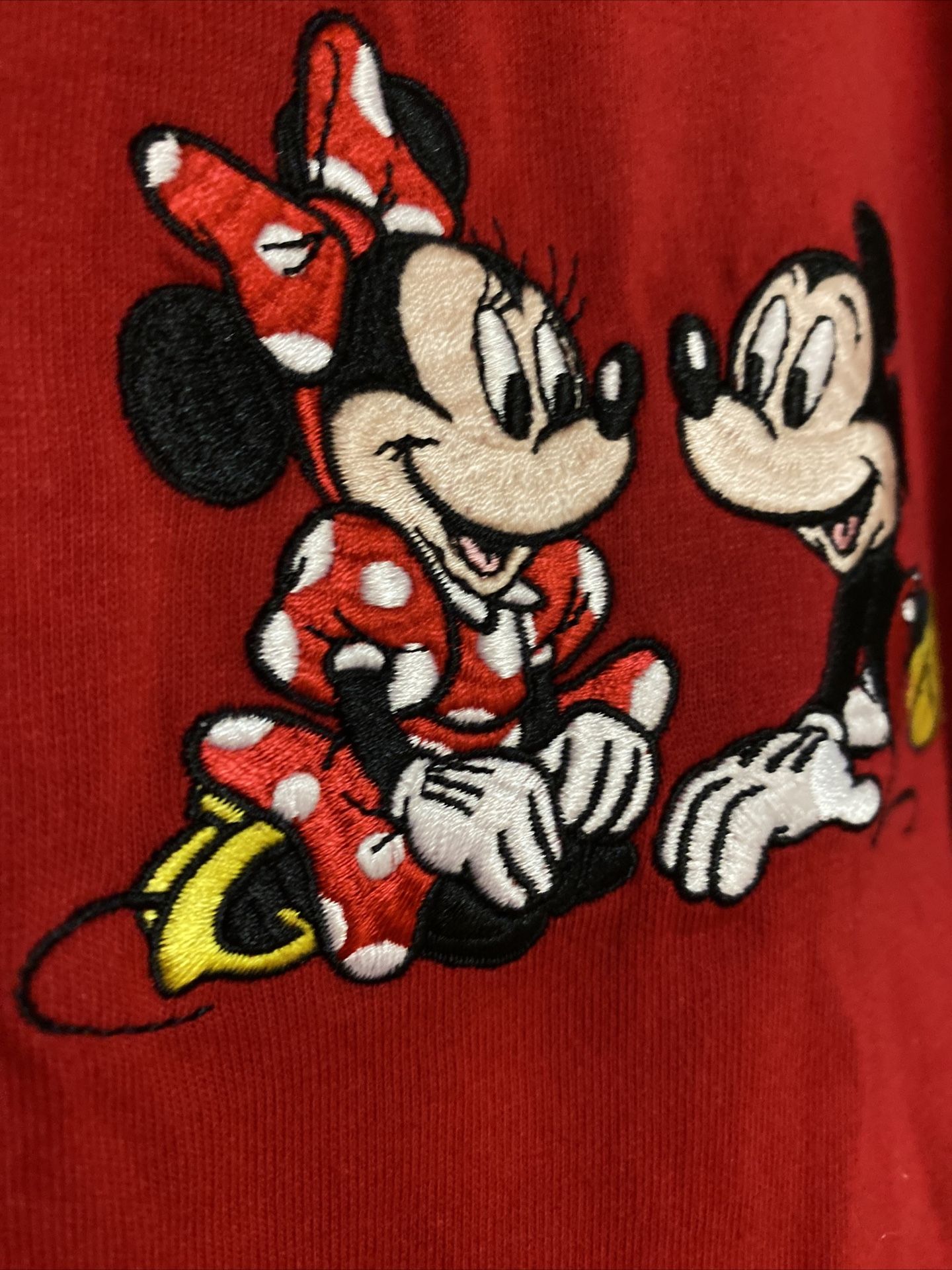 Vintage Disney Mickey Inc T-Shirt XL Red Embroidered Minnie Mouse Oversized 90s.