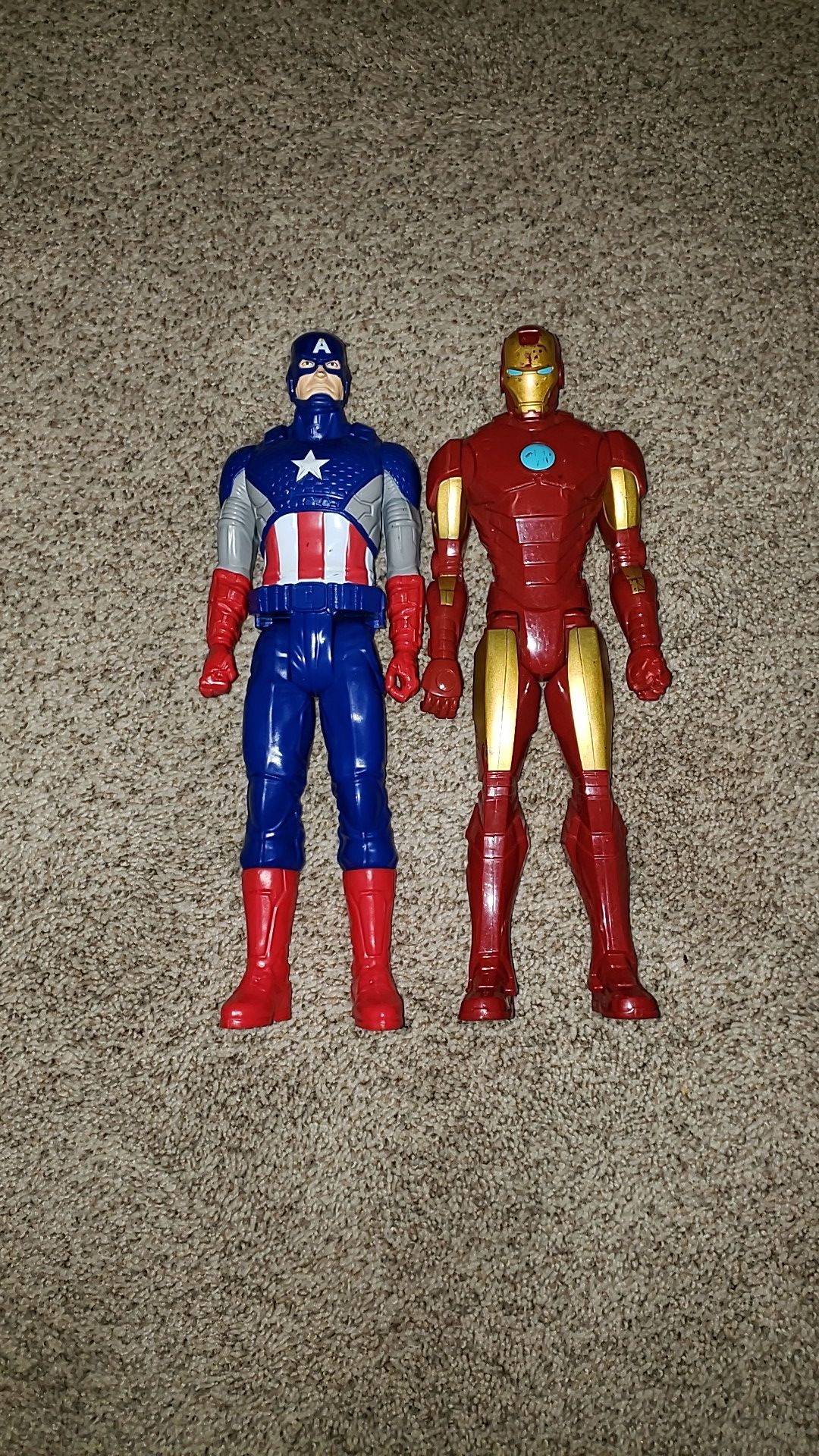 Captain America Iron Man Larger 12" action figures Like New