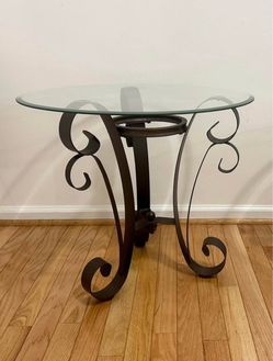 Round Glass Top Side Table