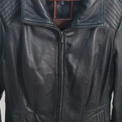Vtg AVANTI Genuine Leather Jacket Black Size L Full Zip wpl 7888