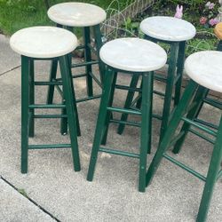 6 Wooden Stools 